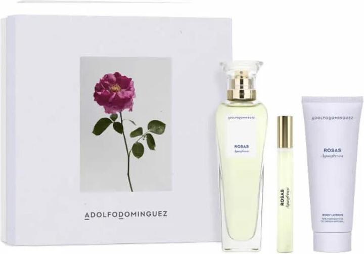 Adolfo Dominguez AD Agua Fresca De Rosas Eau De Toilette Spray 120ml Set 3 Artikel (Eau de Toilette, 120 ml)