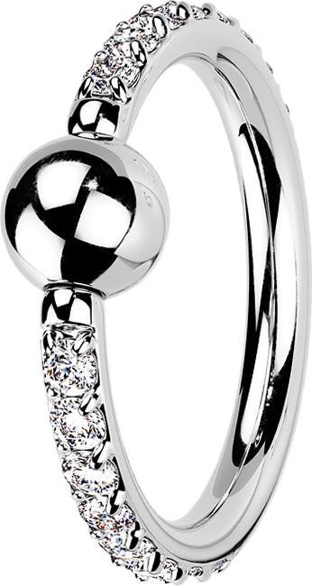 Produktbild Star Piercing Ball Closure Ring silber seitlich Kristalle silber (ohne Messing, Titan G23)