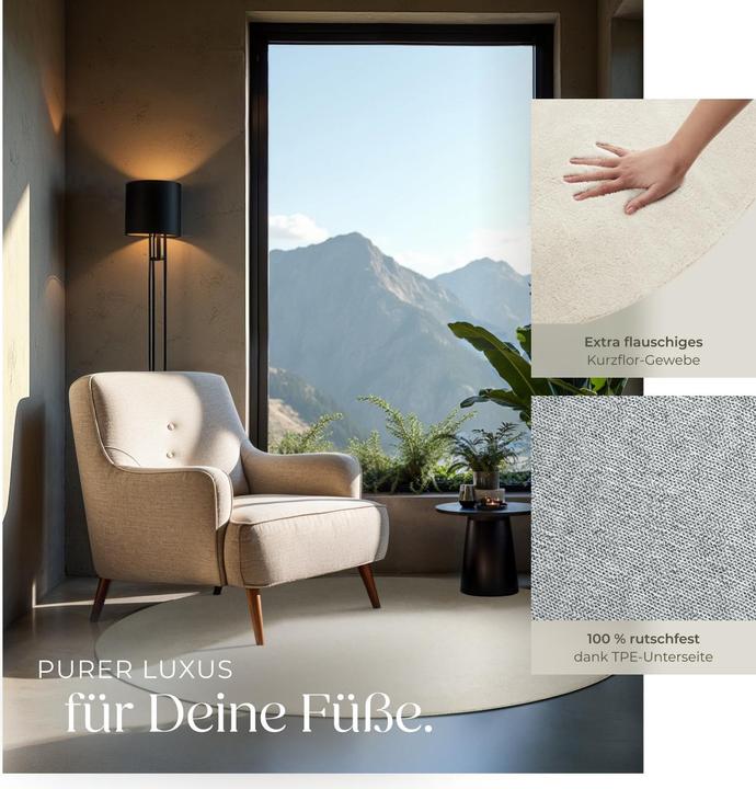 Immagine prodotto tectake Tappeto a pelo corto Soft Zone (120 x 120 cm)