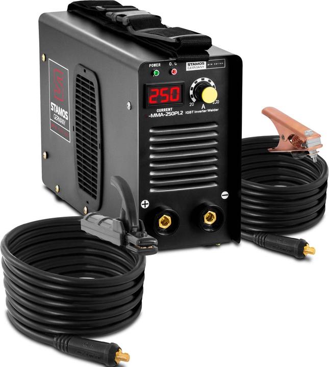 Produktbild Stamos Schweissgerät E Hand Elektroden mma Schlauchpaket 8 Meter LED Anzeige 250A