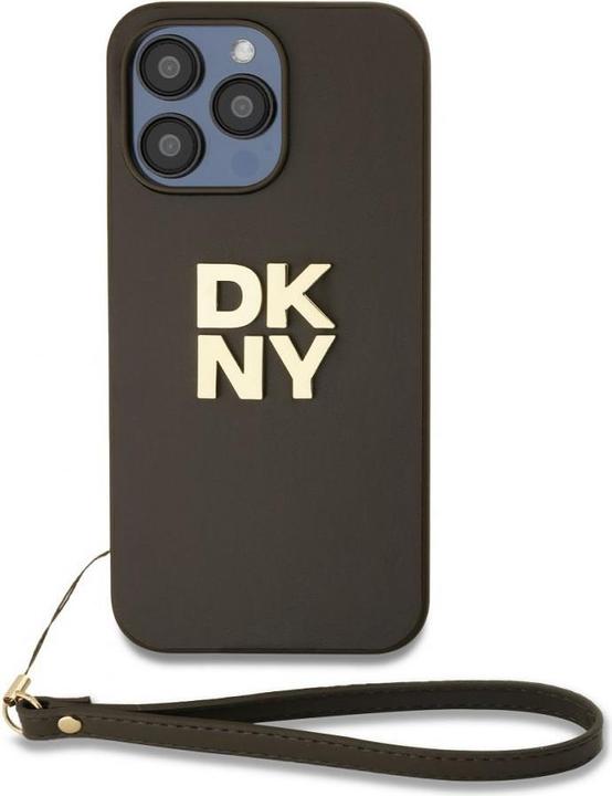 Produktbild DKNY PU Leather Stack Logo Wrist Strap Case for iPhone 15 Pro Brown (Apple iPhone 15 Pro)