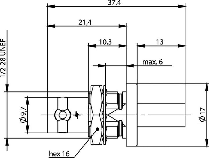 Produktbild Telegärtner BNC-Kabeleinbaubuchse Crimp G01 50 Ohm, crimp/crimp, Isolierflansch, A1305, Z04, G01 (RG-58 C/U)