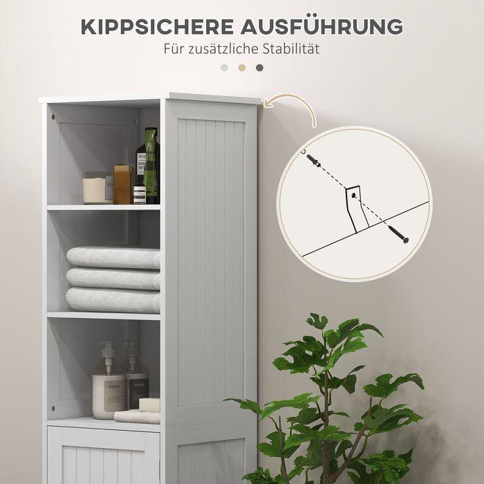Produktbild Swisshandel24 Badezimmerschrank 3 offene Fächer 1 Schrankfach Bad Weiss 40x38x160cm (40 x 38 x 160 cm)