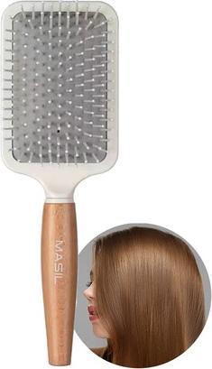 Masi Wood Paddle Hair Brush for Dry, Curly Hair with Scalp Massage and Detangling