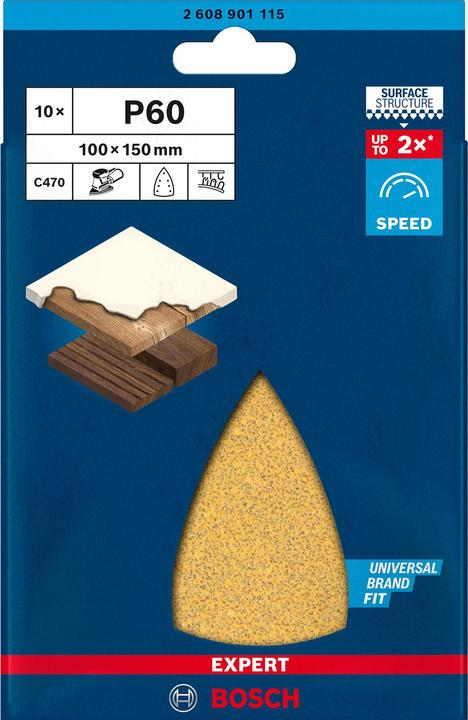 Produktbild Bosch Professional Zubehör EXPERT C470 Schleifpapier mit 7 Löchern für Multischleifer, 100 x 150 mm, G 60, 10-tlg. (60)