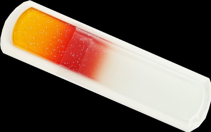 Produktbild Pediküre-Glasfeile, doppel- seitig, gelb/rot mit Glitter Länge: 13,5cm