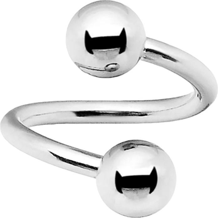 Produktbild Star Piercing Spirale Innengewinde silber mit zwei Kugeln (Chirurgenstahl 316L)