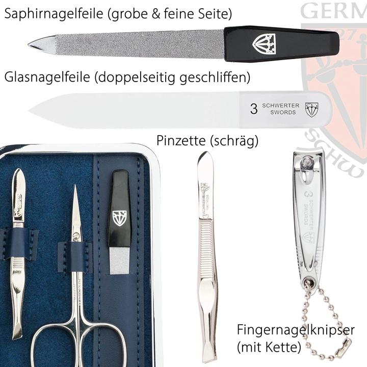 Image du produit Kellermann Set manucure 6 pcs lime à ongles en verre Genova bleu textile jeans