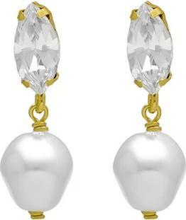 Victoria Cruz - Sparkling Gold Plated Baroque Pearl Earrings Purpose A4657-07DT