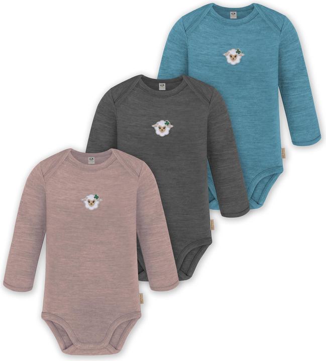 Normani 3er Pack Baby Merino Body Langarm „Auckland" - 9375