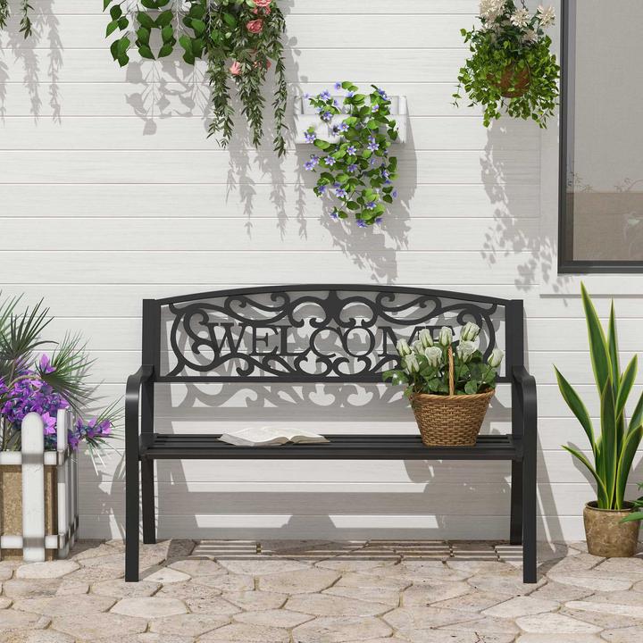 Image du produit Outsunny Gartenbank Eisen, pulverbeschichtet Schwarz