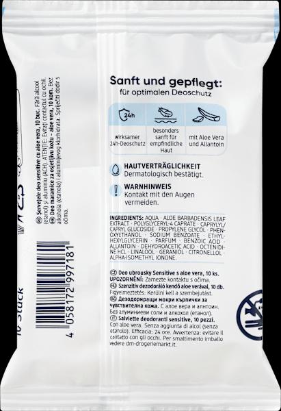 Nutritional values and ingredients dm Balea Deodorant wipes Sensitive (Cleaning cloths)