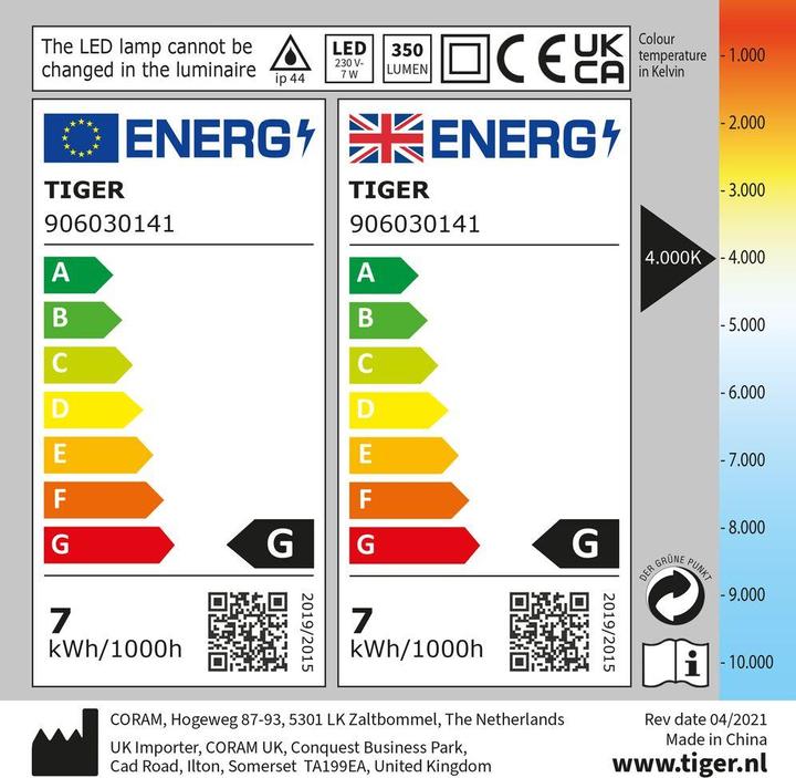 Etichetta energetica Tiger LED (350 lm)
