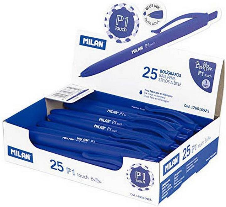 Actual product image P1 Rubber Touch blue biros (Blue, 25 x)
