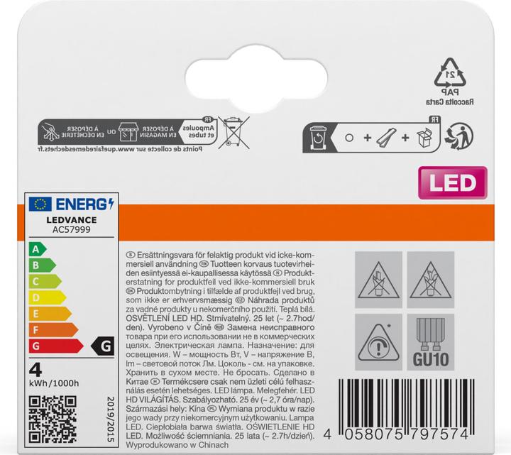 Productafbeelding Osram LED SUPERSTAR PAR16 35 36 3,4 W/2700 K GU10 DIM (GU10, 3.40 W, 230 lm, 2 x, G)