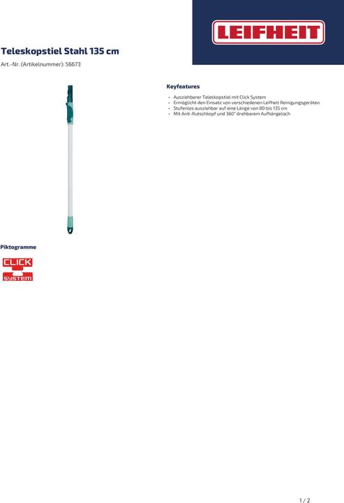 Produktbild Leifheit Teleskopstiel 75-135cm (1 Stk.)