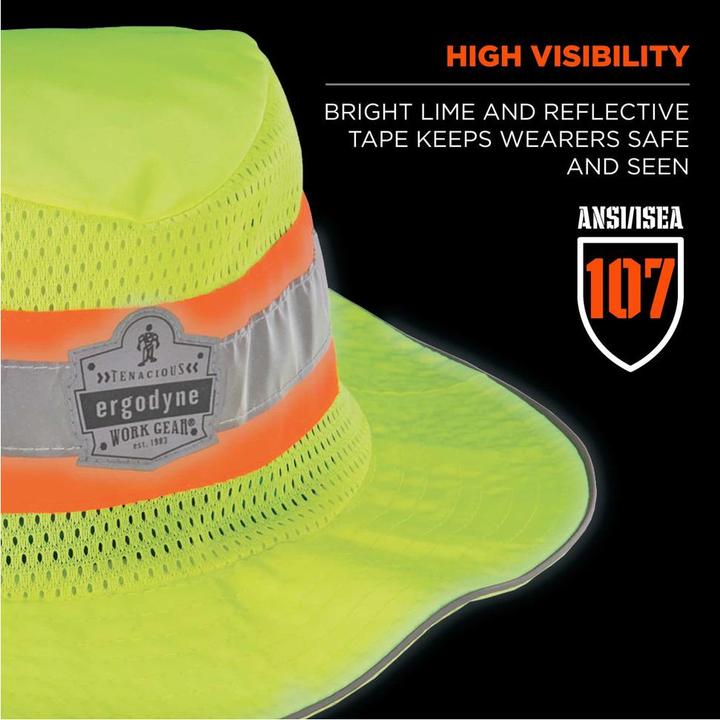 Actual product image Ergodyne Cooling Ranger Sun Hat Chill-Its 8935MF Hi-Vis, lime, size S/M (S/M)