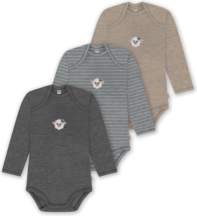 Normani 3er Pack Baby Merino Body Langarm „Auckland" - 9383