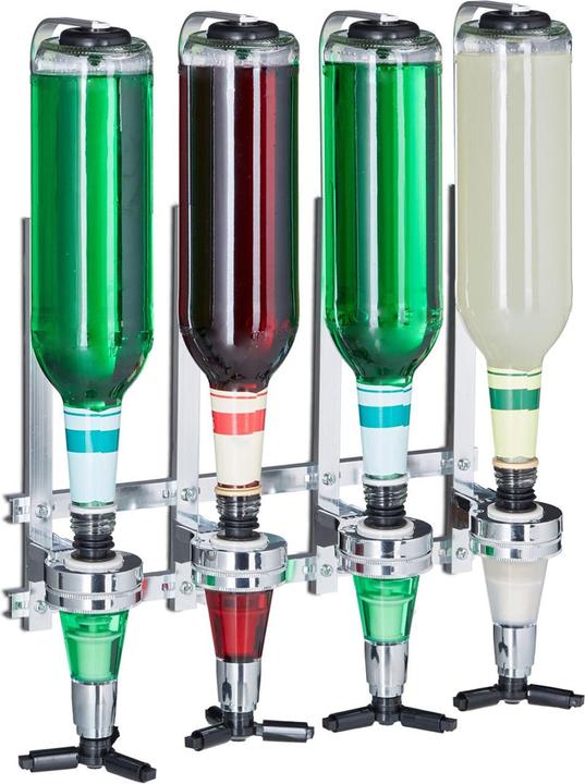 Immagine prodotto Relaxdays Set di 4 portabottiglie e dispenser da montare a parete (Frusta cocktail)
