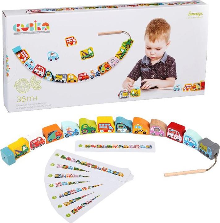 Image du produit Cubika Jeu d'enfilage de bois voitures volantes (Allemand, Français, Italien, Anglais)
