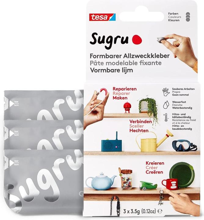 Produktbild Sugru by tesa Sugru 3x Formbarer Allzweckkleber, vielseitige Klebeknete zum Dekorieren, Kleben & Reparieren (10.50 g)