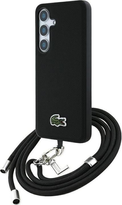Lacoste Case Iconic Petit Pique Woven Logo CBDY Strap MagSafe to Samsung Galaxy S25 black