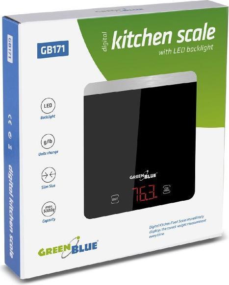 Actual product image Greenblue 53517 Black Countertop Rectangle Electronic kitchen scale