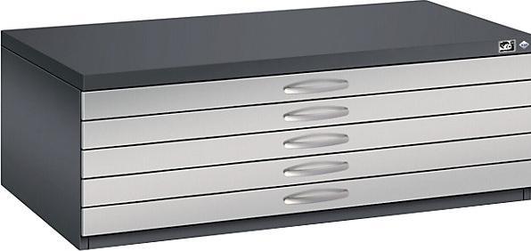 Produktbild C+P CP 7100 Planschrank schwarzgrau, weissaluminium 5 Schubladen 110,0 x 76,5 x 42,0 cm