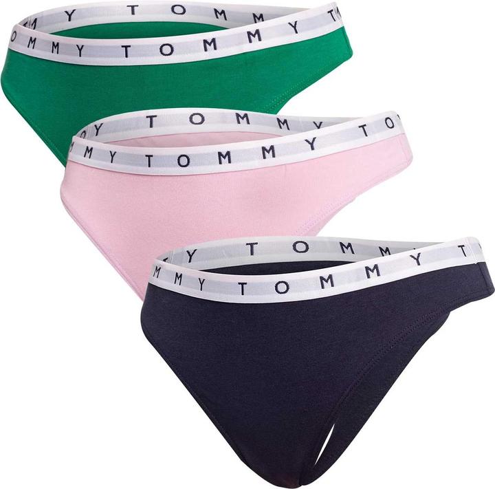 Produktbild Tommy Hilfiger Damen 3P Thong Tangahöschen, Green Mal/French Orchid/Desert Sky, S (S)