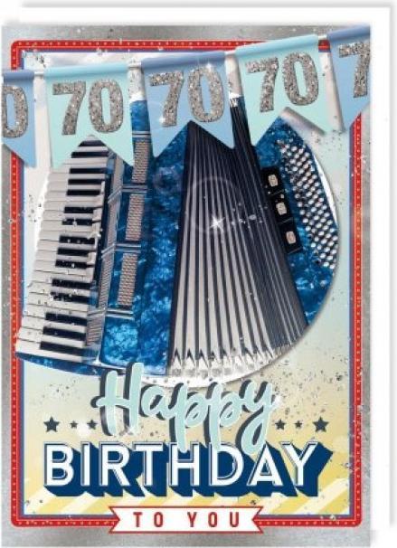 Actual product image Bentino Music card A4 - Happy Birthday "70" with accordion