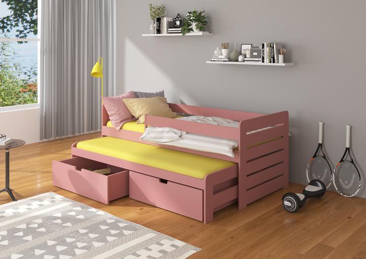 Actual product image ADRK Furniture Double Bed with Railing and Mattresses TOMI 200x90 (200cm x 90cm)