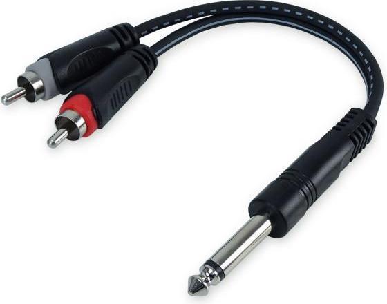 Produktbild keepdrum YC017 Y-Adapter 6,3mm Mono Klinke zu Stereo Cinch Stecker (0.25 m)