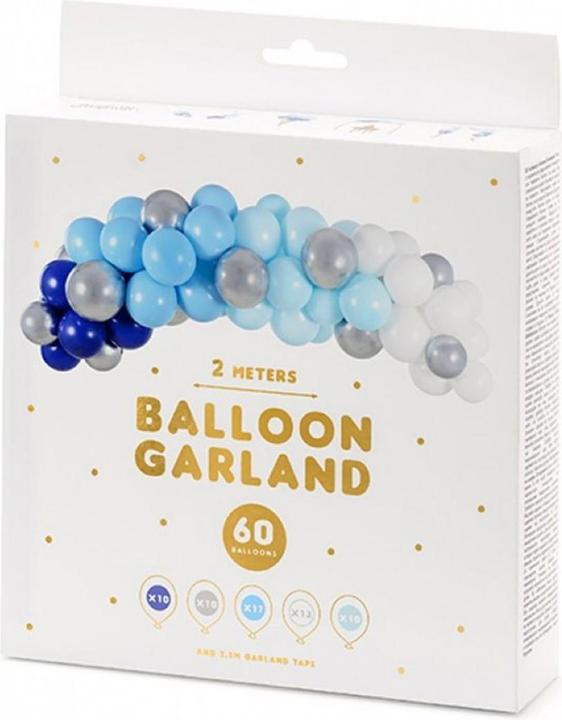 Produktbild Partydeco Bogen aus Luftballons Blau und Silber (1 x)