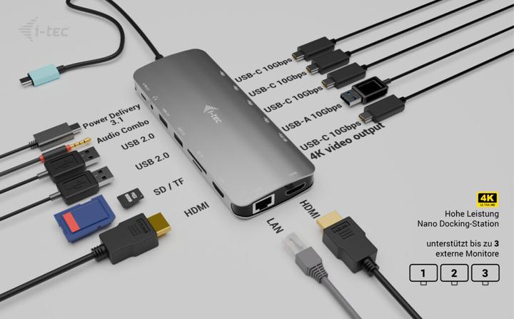 Produktbild i-tec USB-C Nano 3x LCD Dock (USB-C, 3 Ports)