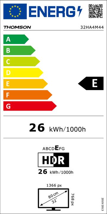 Energy Label Thomson 32HA4M44 Smart TV 32 Pollici HD (32", HD 768p)