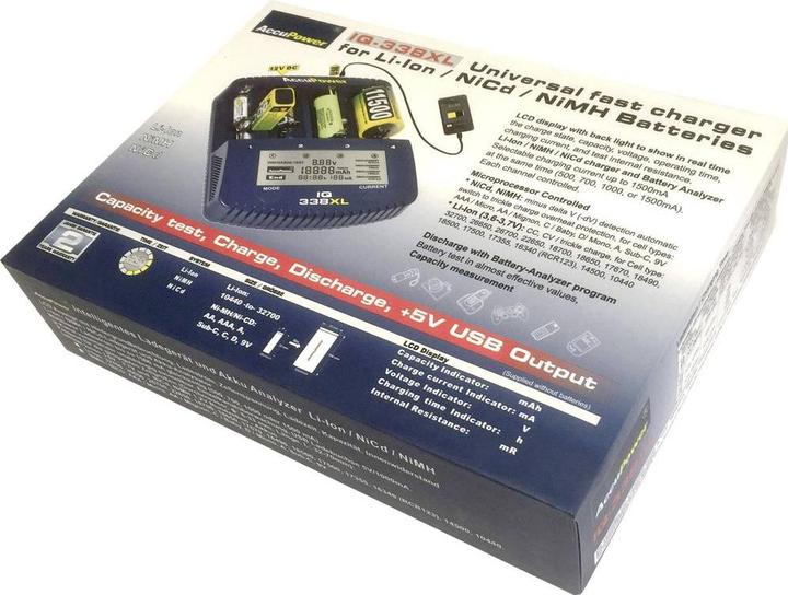 Produktbild AccuPower Rundzellen-Ladegerät NiCd, NiM (1 Stk., 14500, 18650, AA, CR123A, Ladegerät inkl. Akku)