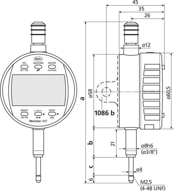 Actual product image Magni Mahr 4337661 Marcator 1087 R Digital display, 25 mm measuring range (2.50 cm)