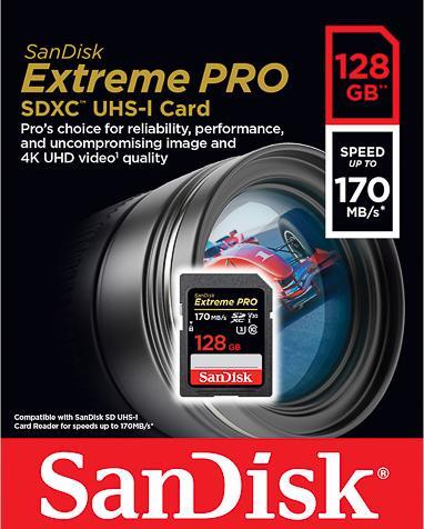 Actual product image SanDisk Extreme Pro (128 GB, SDXC, U3, UHS-I)