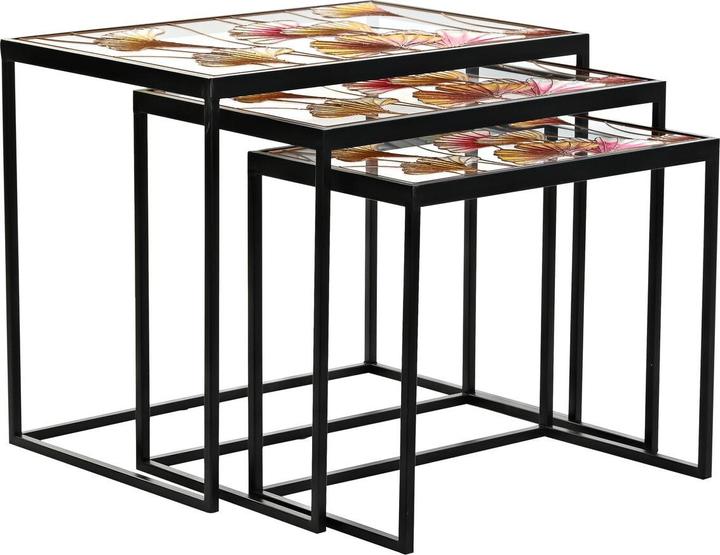 Actual product image DKD Home Decor Set of 3 tables Yellow Black Pink Golden 60 x 40 x 50 cm