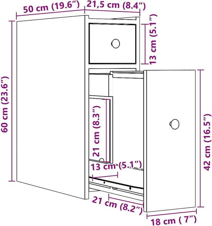 Produktbild VidaXL Badschrank Schmal mit Rollen