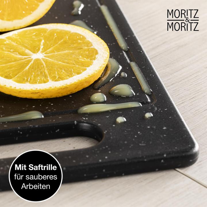 Immagine prodotto Moritz & Moritz 2X Taglieri in plastica con scanalatura per il succo in look granito - 25 x 15 cm