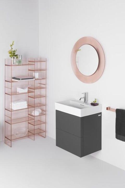 Actual product image Laufen Mirror KARTELL 780x780mm, with LED lighting powder pink (Ø 78 cm)