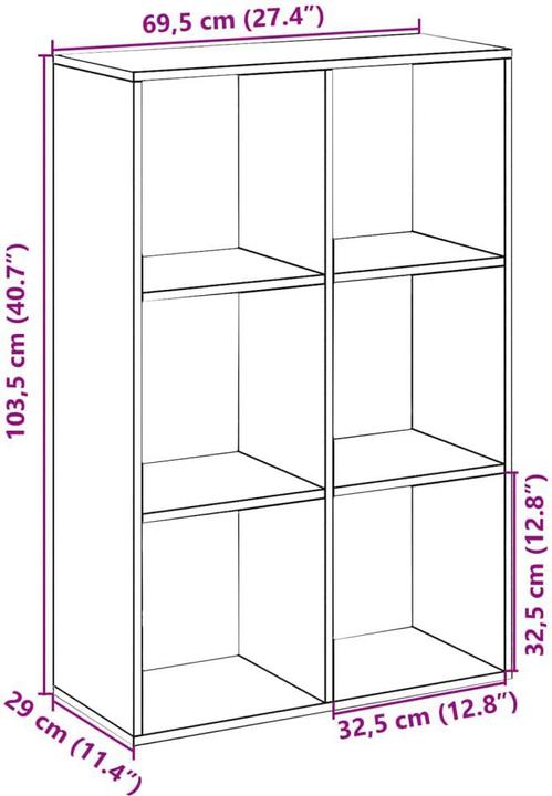 Immagine prodotto VidaXL Divisorio per ambienti Libreria Scaffale in piedi Scaffale per ufficio Scaffale a cubo Rovere Sonoma (69,5 x 29 x 103,5 cm)