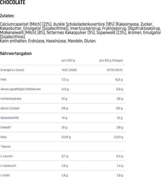Nährwerte und Zutaten Dymatize Super Mass Gainer (Schokolade, 10 Stk., 900 g)