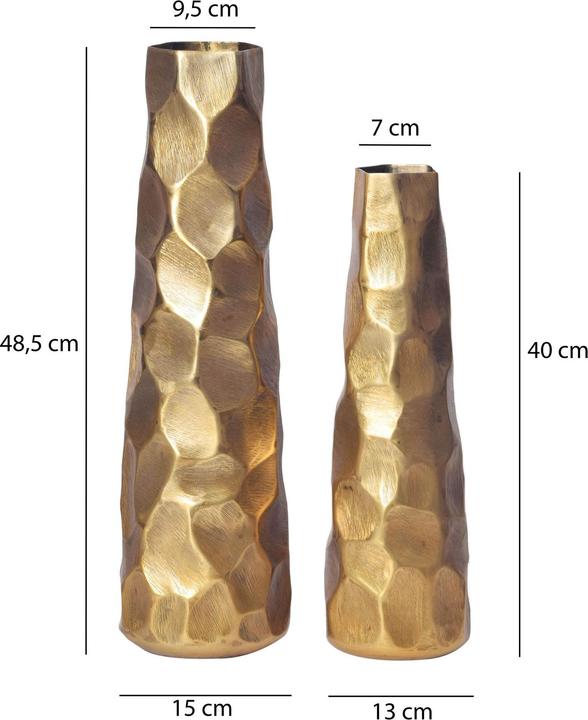 Produktbild FineBuy Vase 2er Set Blumenvase Aluminium Tischvase Hammerschlag Dekovase Modern (2 x)