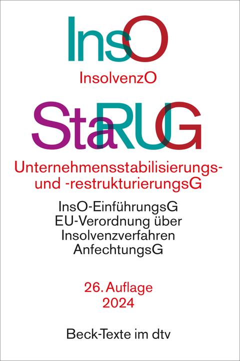 Produktbild Insolvenzordnung / Unternehmensstabilisierungs- und -restrukturierungsgeset (Deutsch, Reinhard Bork, 2024)