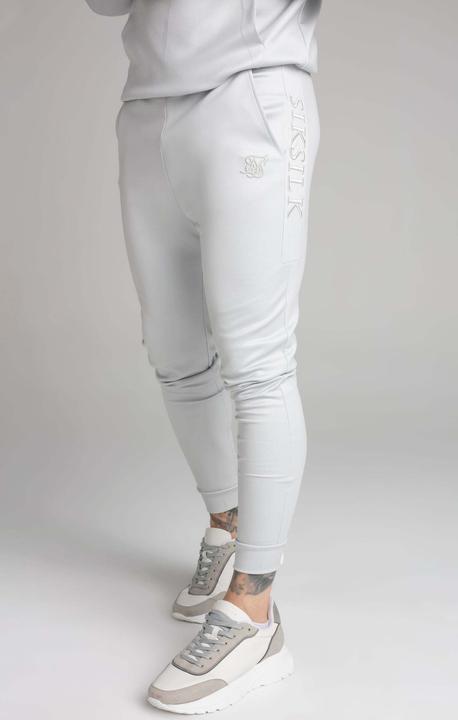 Siksilk Sweatpants Grey Embroidered Panel Cuffed Pant (XXL)