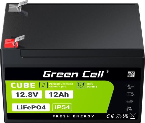 Produktbild GreenCell Green Cell CUBE LiFePO4 Spezial-Akku LiFePo-Block Flachstecker Li-Ion 12.8 V 12 (12.80 V, 12 Ah)