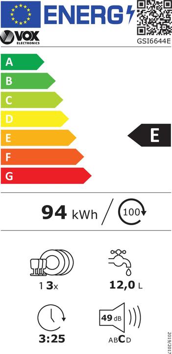 Etichetta energetica Vox GSI 6644 E