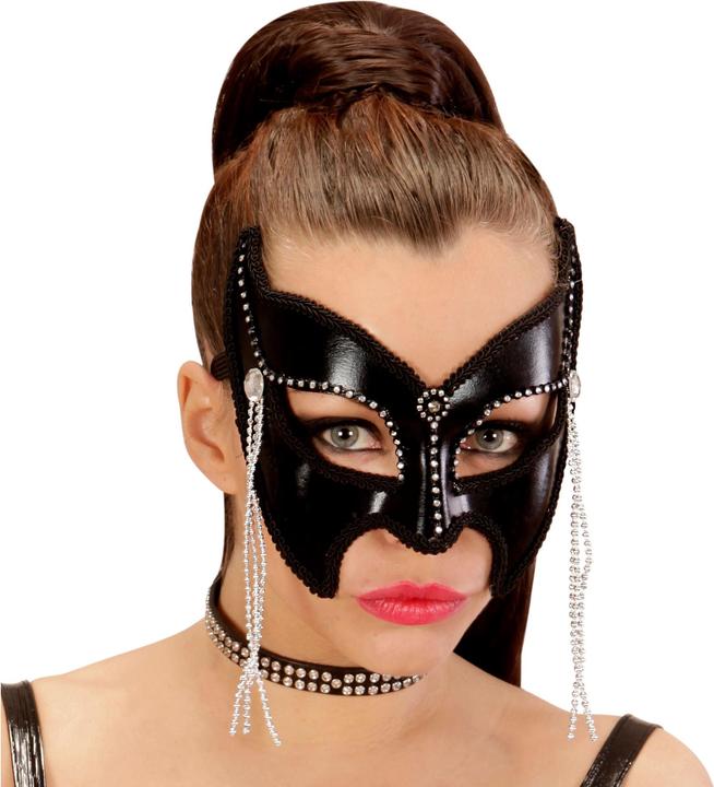Image du produit Widmann Maske Domino glänzend mit Strass und Perlen